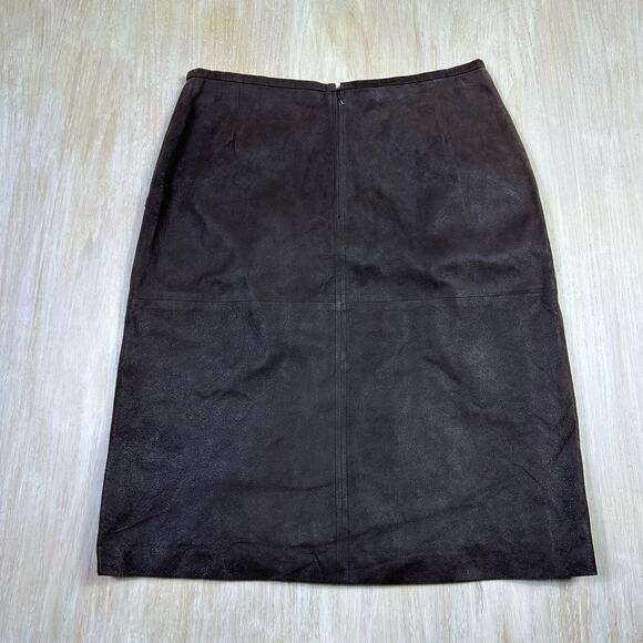Pow Wow 100% Leather Classic Chic Elegant Workwear Professional Pencil Skirt 10 - Picture 5 of 13